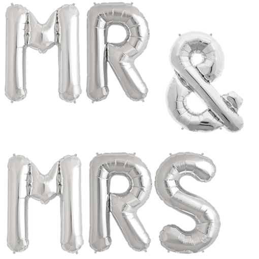 Picture of Silver Mr &Mrs Letters Foil balloon 