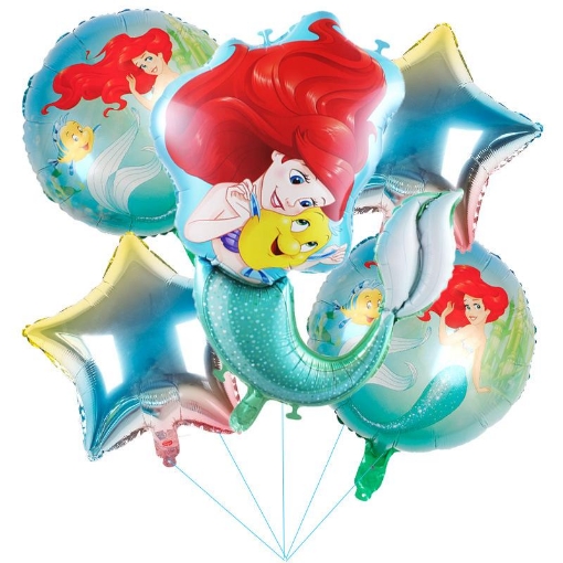 Picture of Ariel Little Mermaid Balloon Bouquet 5 Pcs Set