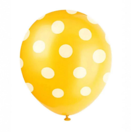 Picture of Polka Yellow Latex balloons 10 pcs 