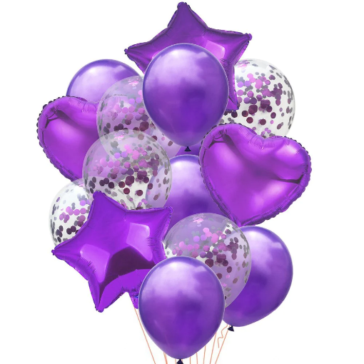 Picture of New Purple balloons Set 14 Pcs. 