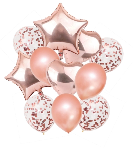 Picture of Rose Gold balloons Set 14 Pcs. 
