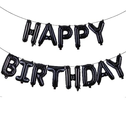 Picture of Happy Birthday Black Phrase Foil Balloons 