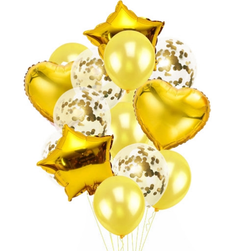 Picture of Metallic Golden balloons Set 14 Pcs.