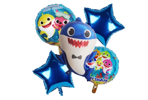 Picture of Blue Baby Shark Balloon Bouquet 5 Pcs Set