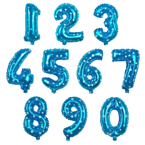 Picture of Blue Stars Number Foil Balloons