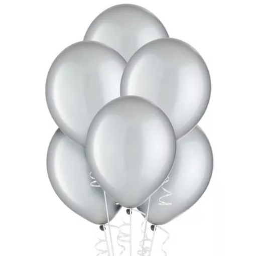 Picture of Metallic Platinum Silver Latex balloons 12 inch, 10 pcs