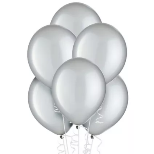 Picture of Shiny Metallic Platinum Silver Latex balloons 10 In. 10 Pcs.