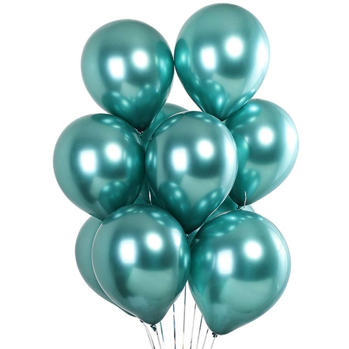 Picture of Festive Green Metallic Latex balloons 12 inch , 10 pcs