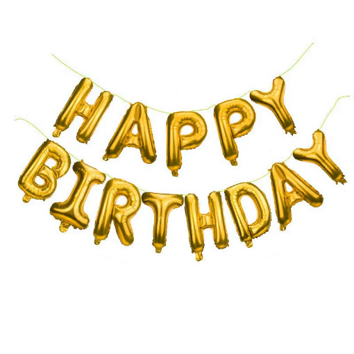 Picture of Happy Birthday Golden Phrase Foil Balloons