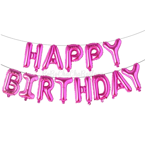 Picture of Happy Birthday Pink Phrase Foil Balloon