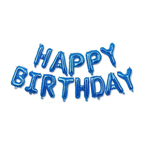 Picture of Happy Birthday Blue Phrase Foil Balloon