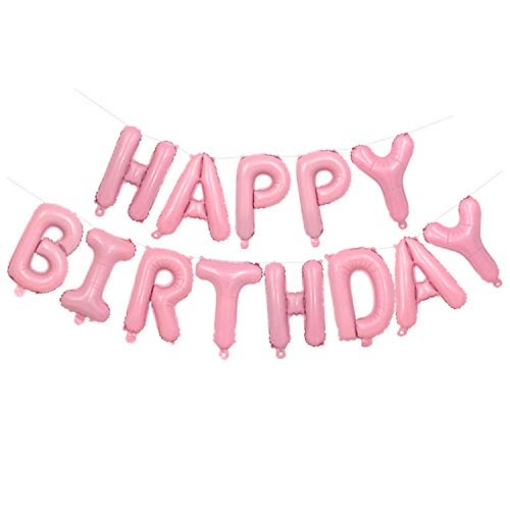 Picture of Happy Birthday Light Pink Phrase Foil Balloon