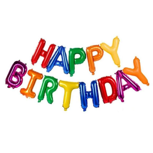 Picture of Happy Birthday Multi Colour Phrase Foil Balloon