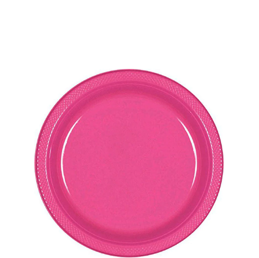 Picture of Bright Pink Plastic Plates 7In, 10Pcs