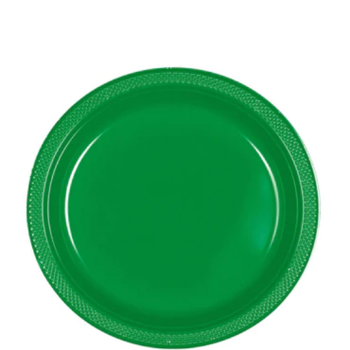 Picture of Festive Green Plastic Dessert Plate 7 Inch, 10Pcs