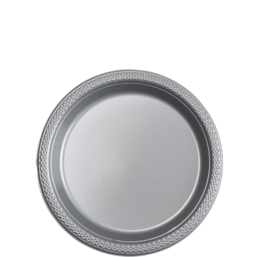 Picture of Silver Sparkle Plastic Plates 7In, 10Pcs