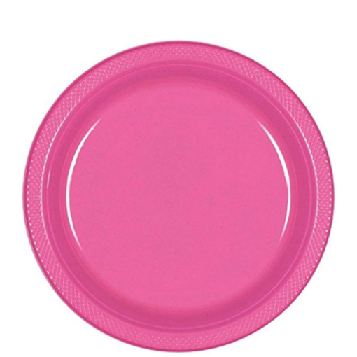 Picture of Bright Pink Plastic Plates 9In, 10Pcs