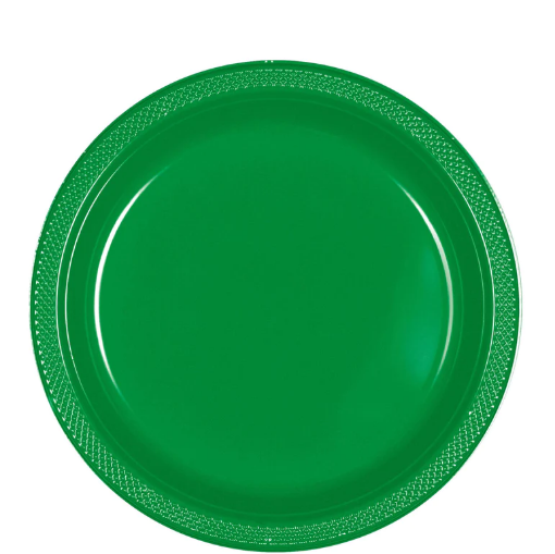 Picture of Festive Green Plastic Plates 9In, 10Pcs