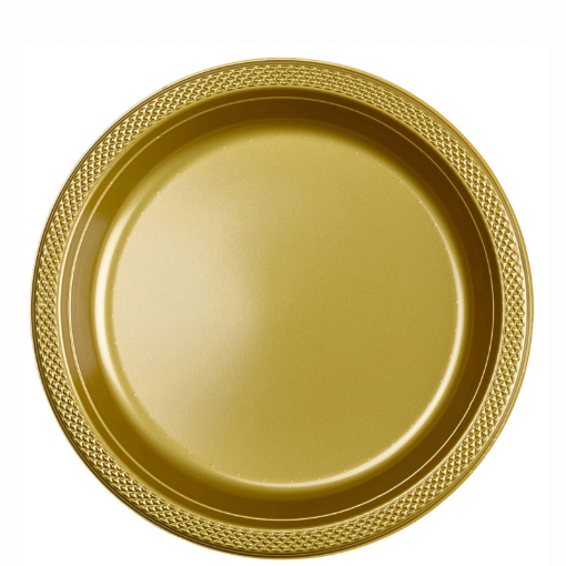 Picture of Gold Sparkle Plastic Plates 9In, 10Pcs