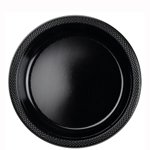 Picture of Jet Black Plastic Plates 9In, 10Pcs