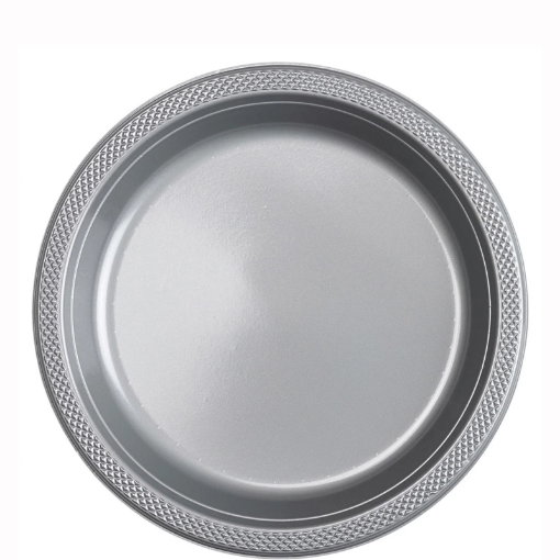 Picture of  Silver Sparkle Plastic Plates 9In, 10Pcs
