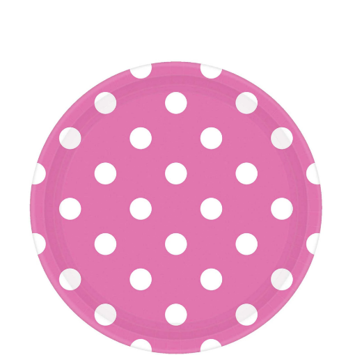 Picture of Bright Pink Dots Paper Plates 10 Pcs.