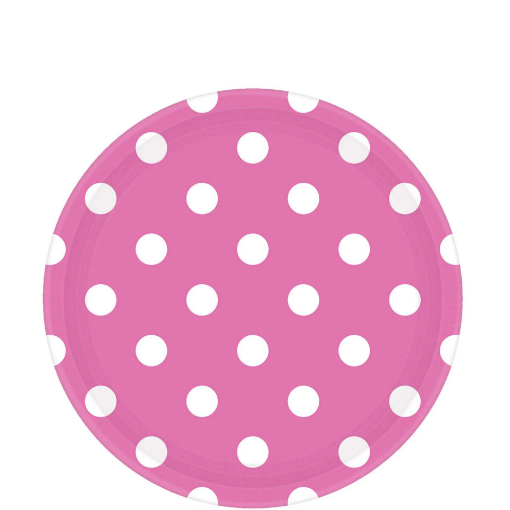 Picture of Bright Pink Dots Paper Plates 7In, 10Pcs
