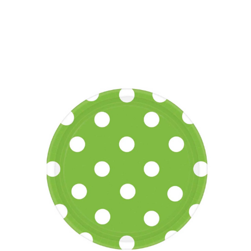Picture of Kiwi Green Dots Round Party Paper Plates 7In 10Pcs