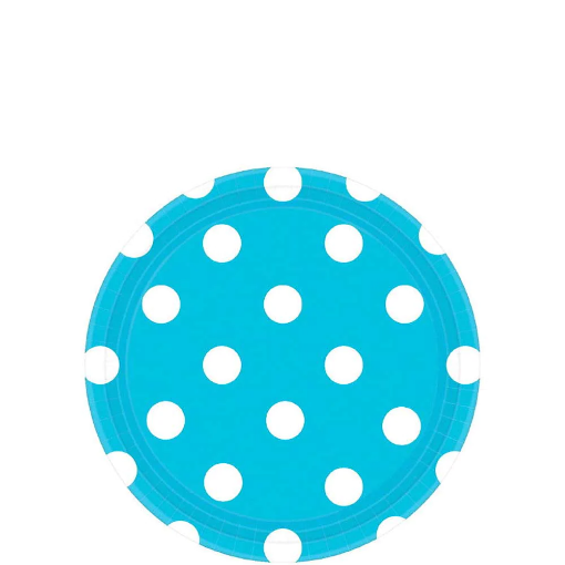Picture of Caribbean Blue Dots Round Paper Plates 7In 10Pcs