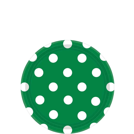 Picture of Festive Green Dots Round Party Paper Plates 7In 10Pcs