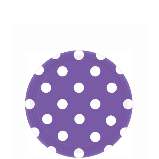 Picture of New Purple Dots Round Party Paper Plates 10 Pcs.