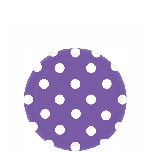 Picture of New Purple Dots Round Party Paper Plates 7In 10Pcs