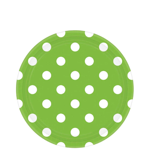 Picture of Kiwi Green Dots Round Party Paper Plates 10 Pcs.