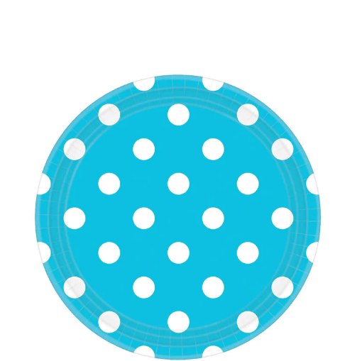 Picture of Caribbean Blue Dots Round Paper Plates 9In 10Pcs