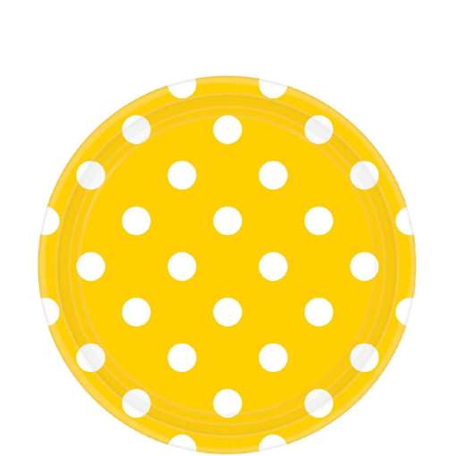 Picture of Yellow Sunshine Dots Round Party Paper Plates 9In 10Pcs