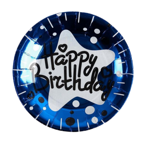 Picture of Happy Birthday Blue Paper Plates 7In,10 Pcs