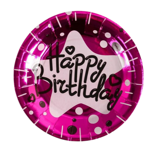 Picture of Happy Birthday Pink Paper Plates 7In,10 Pcs