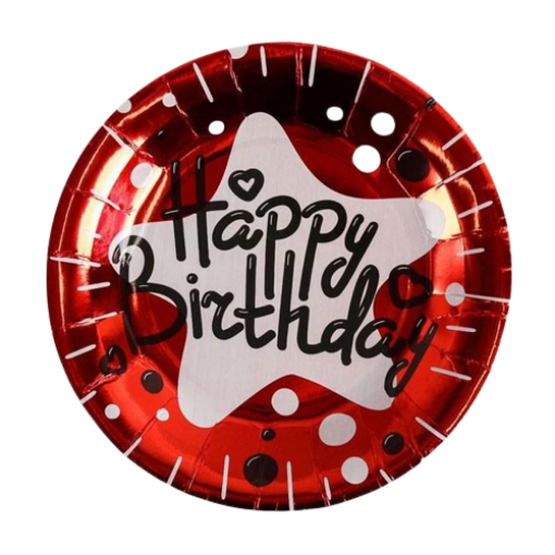 Picture of Happy Birthday Red Paper Plates 10 Pcs.