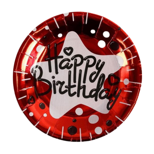 Picture of Happy Birthday Red Paper Plates 7In,10 Pcs