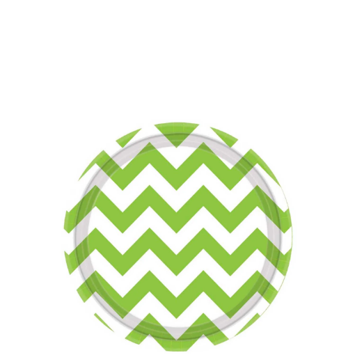 Picture of Kiwi Green Chevron Round Party Paper Plates 7In 10Pcs