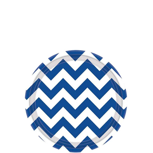 Picture of Bright Royal Blue Chevron Round Party Paper Plates 7In 8Pcs