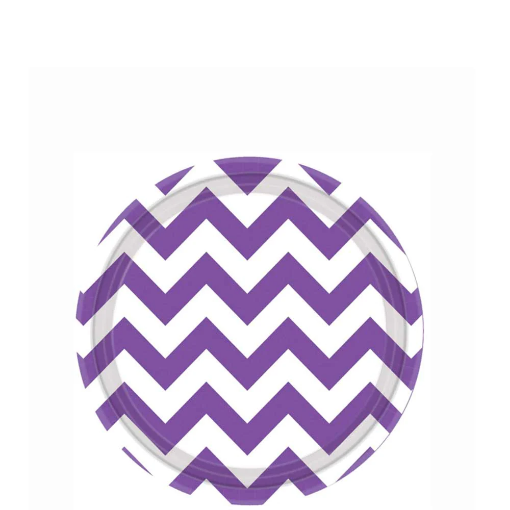 Picture of New Purple Chevron Round Party Paper Plates 7In 10Pcs