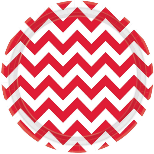 Picture of Apple Red Chevron Round Party Paper Plates 9In 10Pcs
