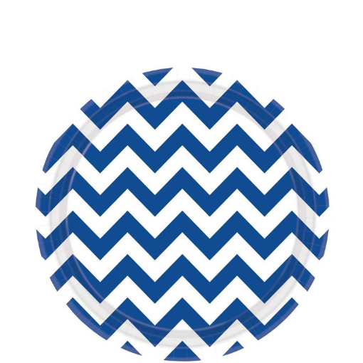 Picture of Bright Royal Blue Chevron Round Party Paper Plates 9In 10Pcs