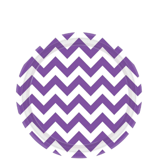 Picture of  New Purple Chevron Round Party Paper Plates 9In 10Pcs