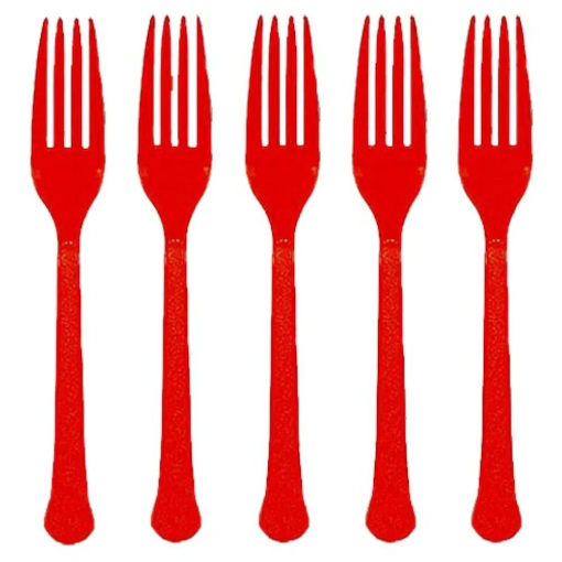 Picture of Apple Red Plastic Forks 24 Pcs