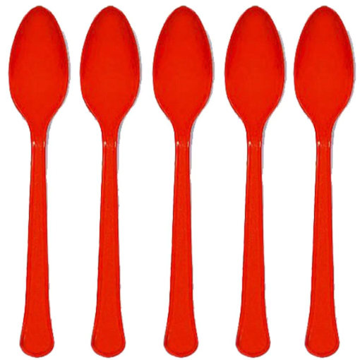 Picture of Apple Red Plastic Spoons 24 Pcs