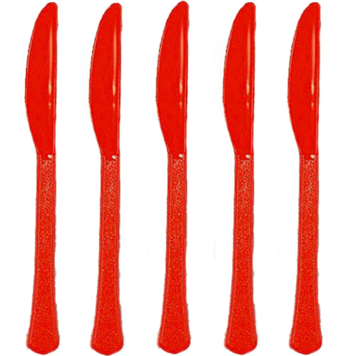 Picture of Apple Red  Plastic Knives 24 Pcs