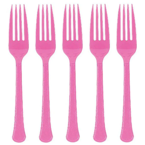 Picture of Bright Pink Plastic Forks 10Pcs