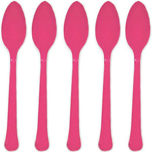 Picture of Bright Pink Plastic Spoons 20 Pcs